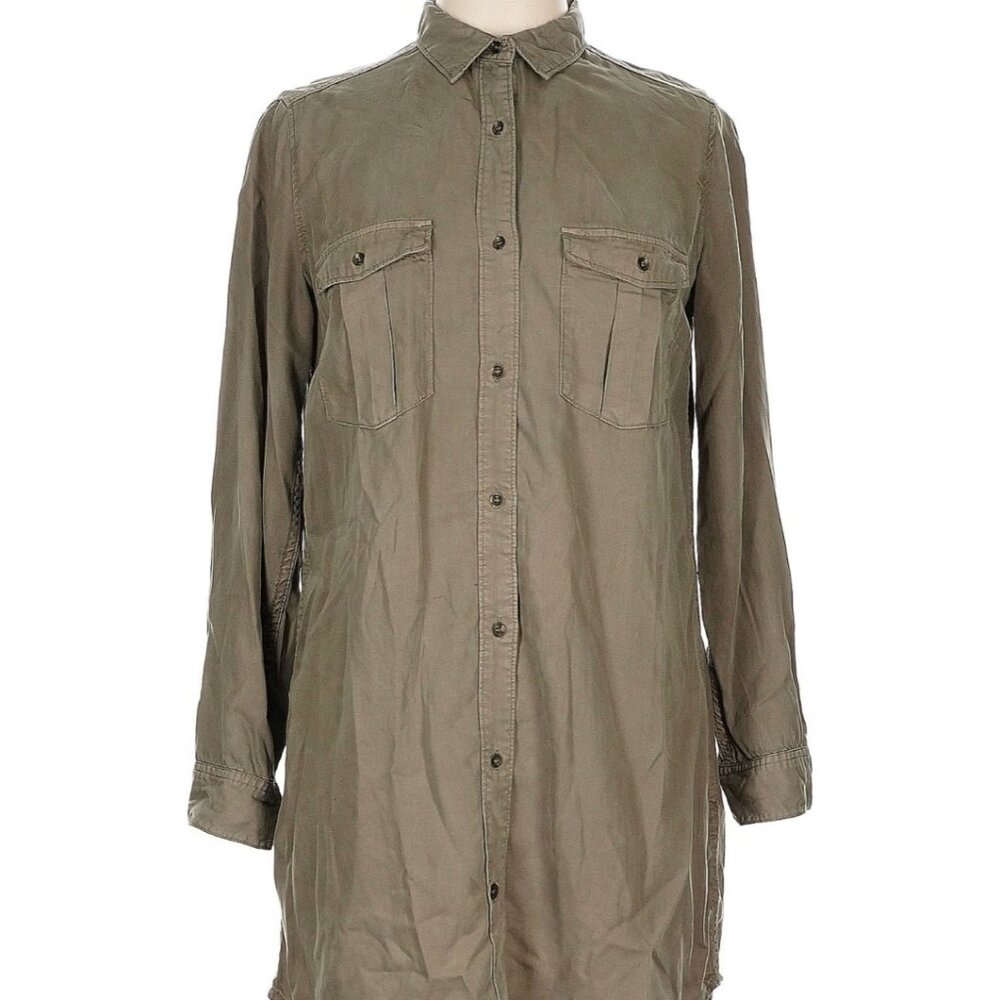 H&M Denim Lyocell Utility Long Sleeve Button Down Tunic – Size 10